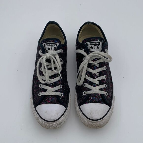 Converse womns Sparkle Sneakers - Black with multi colored Glitter size 10 - Picture 3 of 11